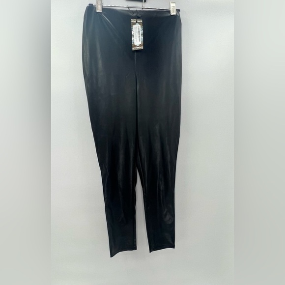 BOOHOO SUPER STRETCH FAUX LEATHER HIGH WAIST TROUSERS Sz 12 - Picture 5 of 8